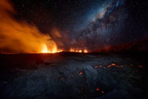 landscape, Volcano, Eruption, Sky, Lava