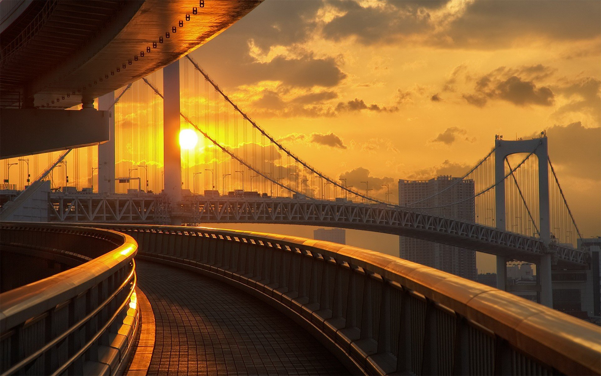 bridge, Sunset, Suncity, Scape, Road, Japantokyo Wallpaper