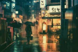 masashi, Wakui, Photography, Photo, Manipulation, Umbrella, Neon, Lights, Girl