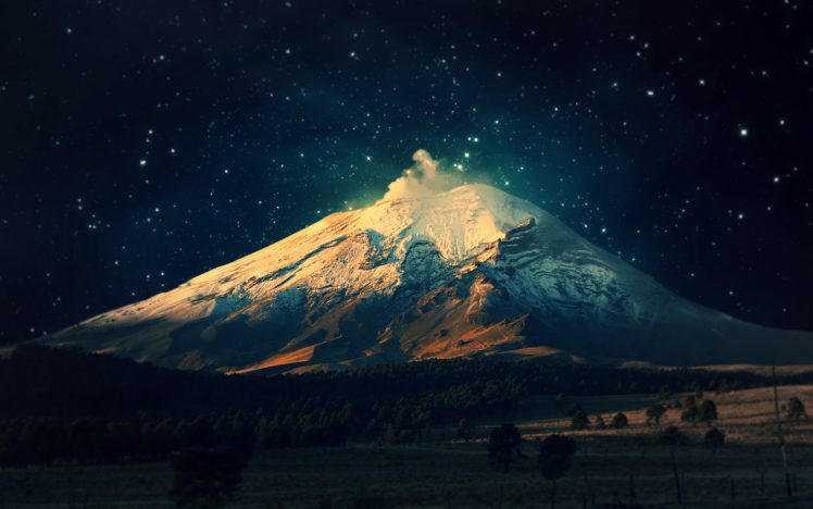 mountains, Trees, Space, Landscape, Winter, Villarrica HD Wallpaper Desktop Background