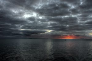 sunset, Clouds, Sea, Nature