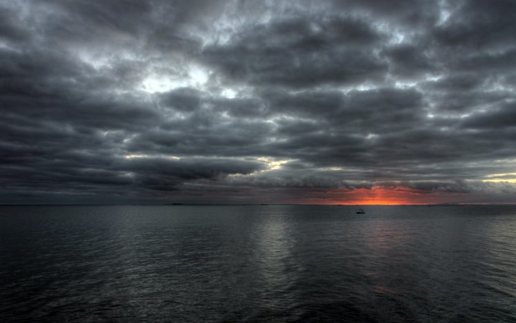 sunset, Clouds, Sea, Nature HD Wallpaper Desktop Background