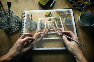 painting, Canvas, Perspective, Hands, Paintbrushes, Paint, Can, Drawing
