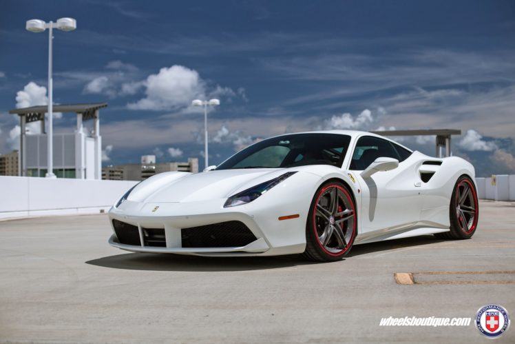 hre, Wheels, Cars, Ferrari, 488, Gtb, White HD Wallpaper Desktop Background