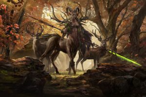 fantasy, Art, Centaur, Deer, Woman, Forest