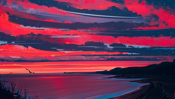 oil, Painting, Art, Landscape, Cloud, Mountain, Original, Sea, Beach HD Wallpaper Desktop Background
