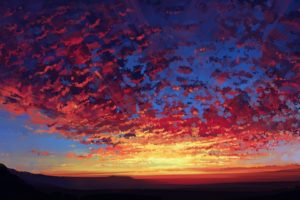 oil, Painting, Art, Landscape, Cloud, Mountain, Original, Sunset