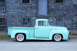 1956, Ford, F 100, Pickup, Truck, Blue, Modified