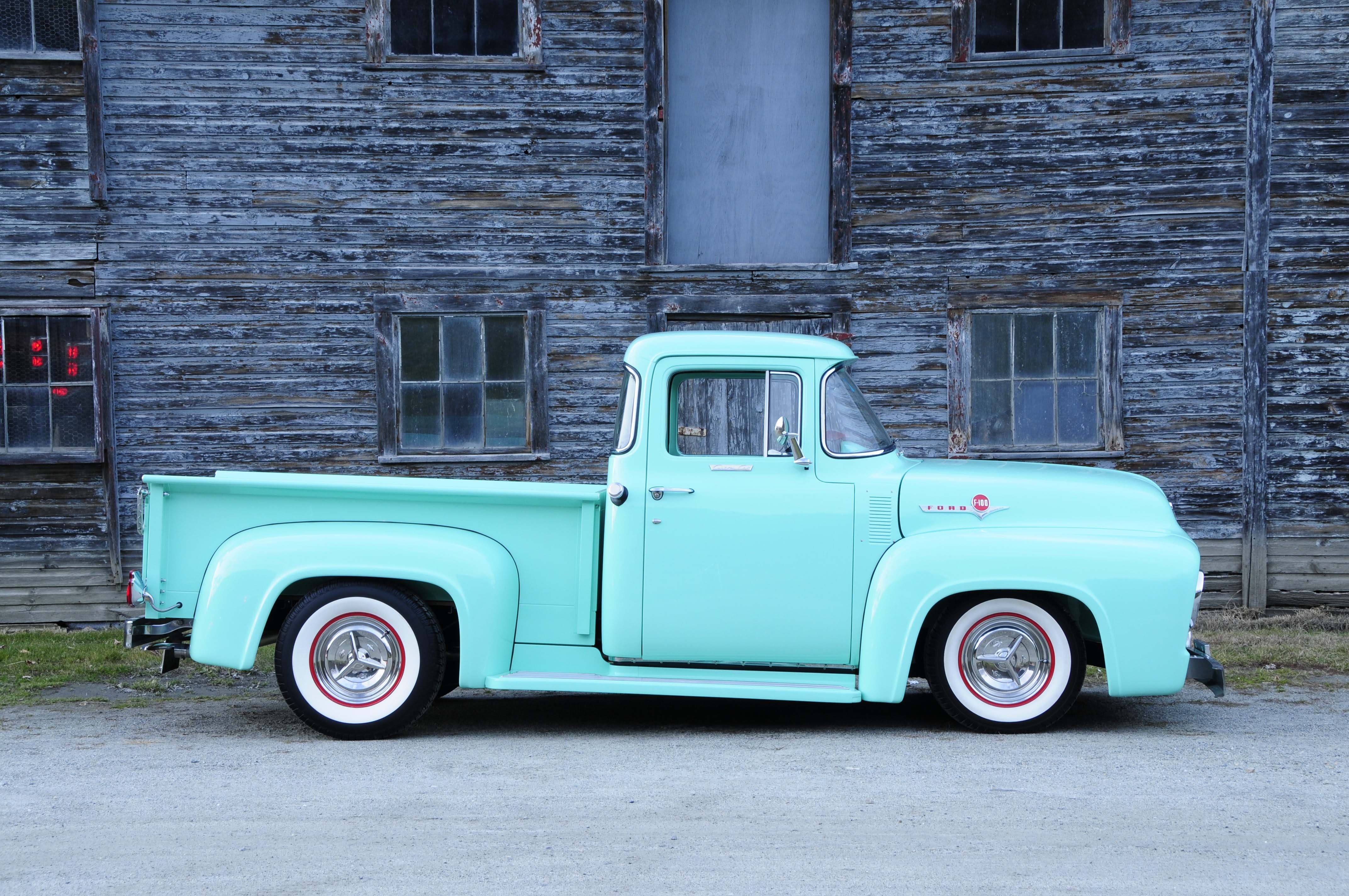 1956, Ford, F 100, Pickup, Truck, Blue, Modified Wallpaper