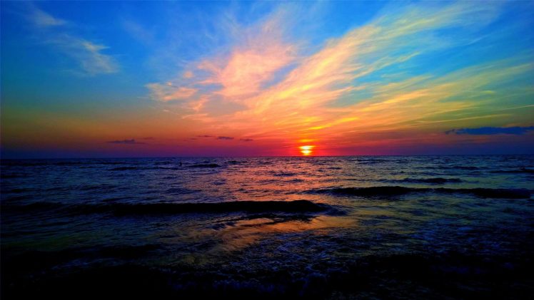 , Nature, Landscape, Beauty, Beach, Blue, Sunset, Sky, Clouds HD Wallpaper Desktop Background