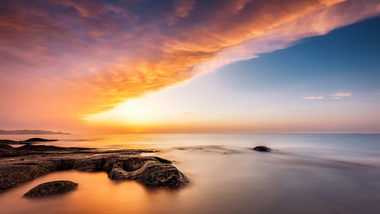 , Nature, Landscape, Beauty, Beach, Blue, Sunset, Sky, Clouds HD Wallpaper Desktop Background