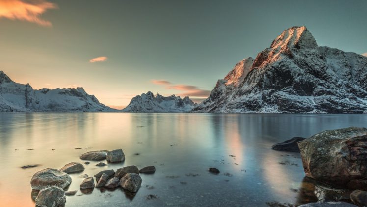 mountain, Snow, Lake, Sky, Nature, Beauty HD Wallpaper Desktop Background