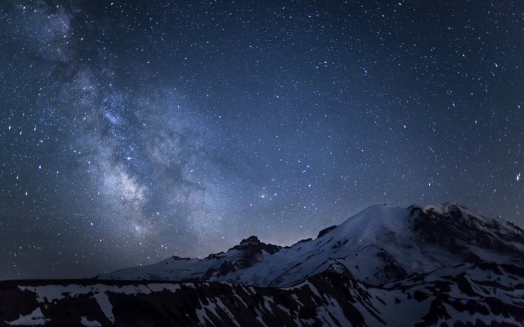 landscape, Nature, Beauty, Peacefull, Universe, Stars, Sky, Snow, Mountain HD Wallpaper Desktop Background