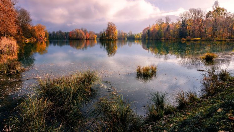 pond, Lakes, Fall, Trees, Landscape HD Wallpaper Desktop Background