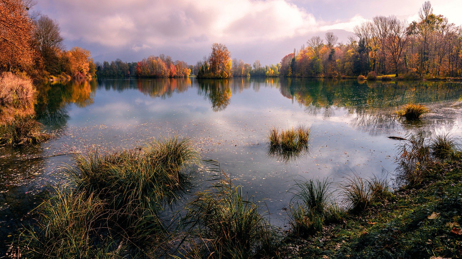 pond, Lakes, Fall, Trees, Landscape Wallpaper