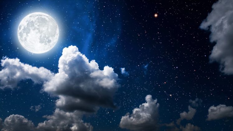 light, Moon, Stars, Night, Sky, Cloud HD Wallpaper Desktop Background