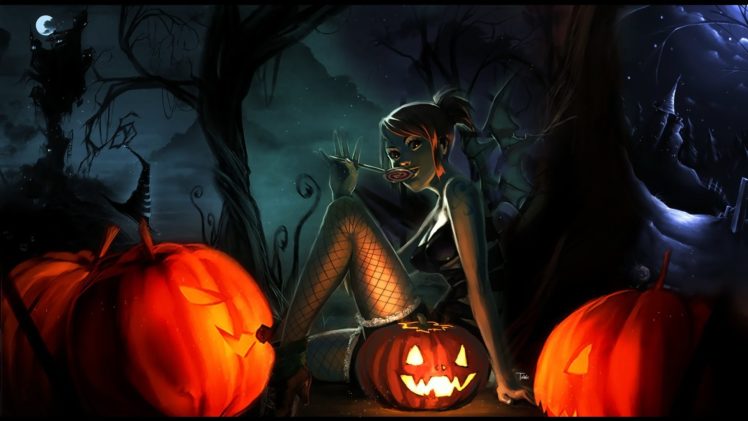 bruja, Calabazas, Halloween HD Wallpaper Desktop Background