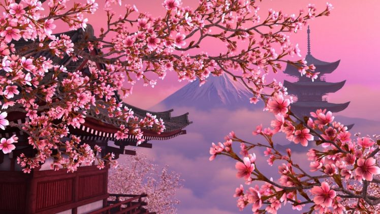beautiful, Pink, Cherry, Tree, Mount, Fuji HD Wallpaper Desktop Background