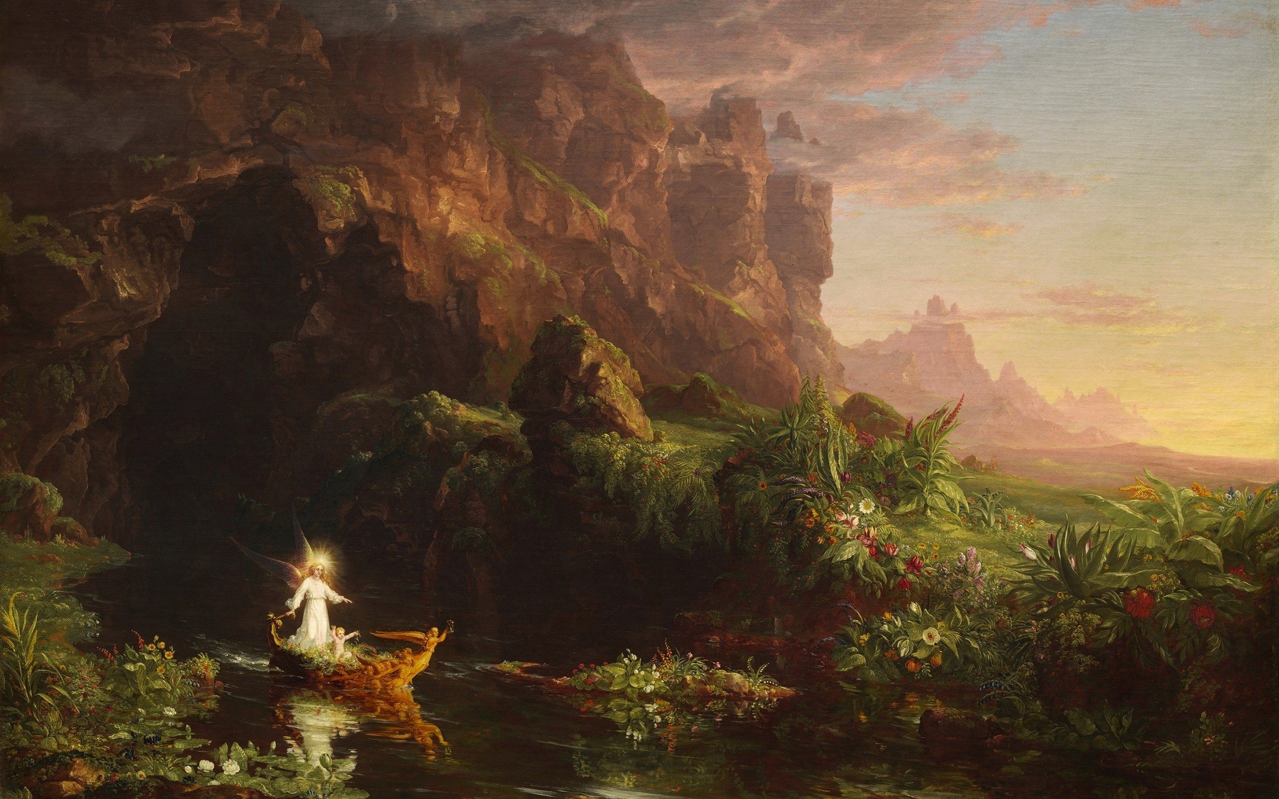thomas, Cole, The, Voyage, Of, Life, Childhood, Painting, Classic, Art Wallpaper