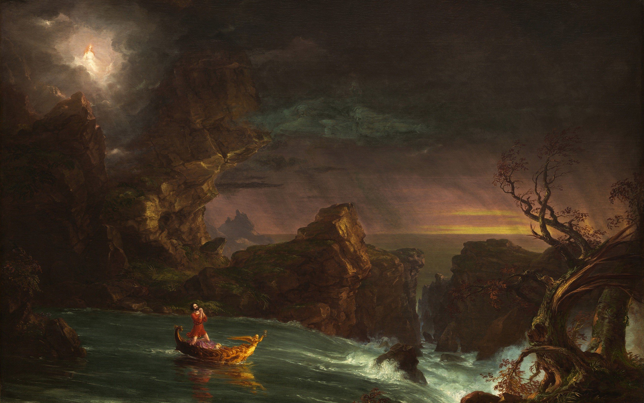 thomas, Cole, The, Voyage, Of, Life, Manhood, Painting, Classic, Art Wallpaper