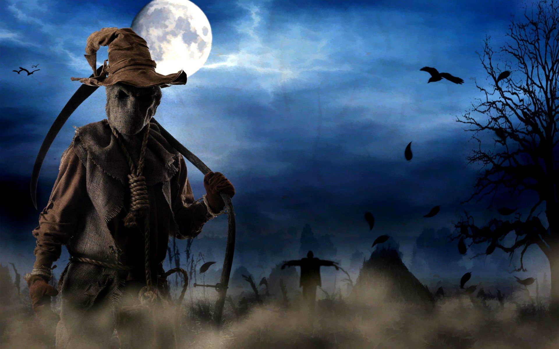 espantapajaros, Cementerio, Halloween, Noche Wallpaper