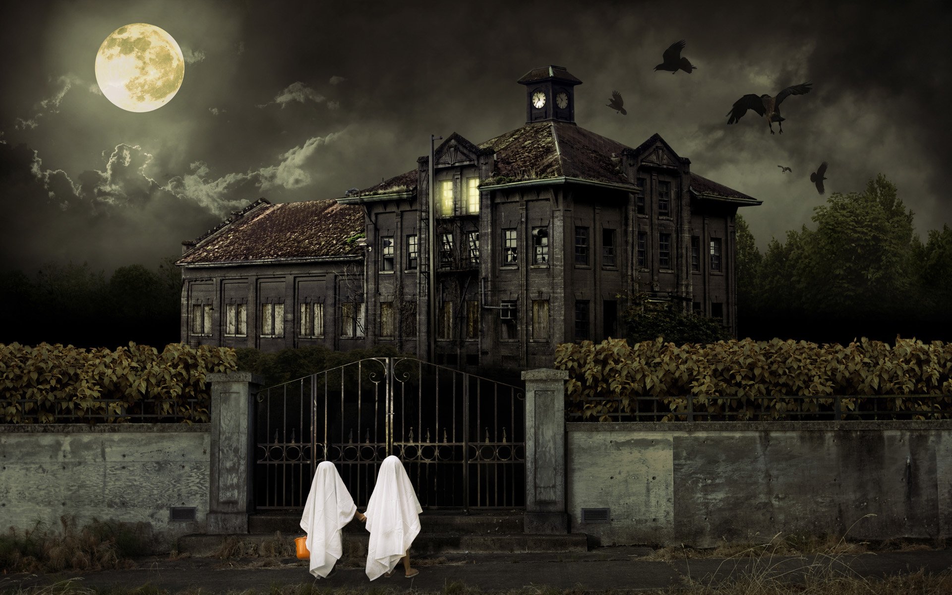 casa, Encantada, Fantasmas, Halloween Wallpaper