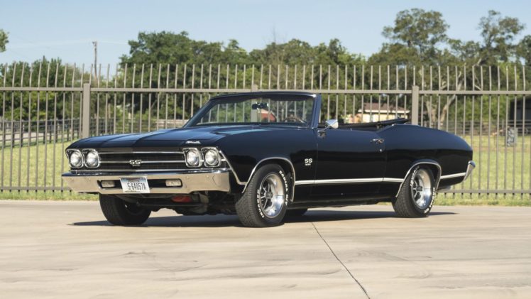 1969, Chevrolet, Chevelle, Convertible, Cars, Classic, Black HD Wallpaper Desktop Background
