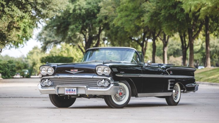 1958, Chevrolet, Impala, Convertible, Cars, Classic, Black HD Wallpaper Desktop Background