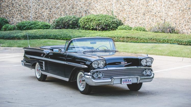 1958, Chevrolet, Impala, Convertible, Cars, Classic, Black HD Wallpaper Desktop Background