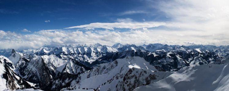 alps, Mountains, Nature, Snow, Sky, Clouds HD Wallpaper Desktop Background