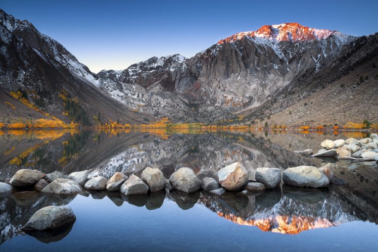 rocks, Sky, Reflection, Autumn, October HD Wallpaper Desktop Background