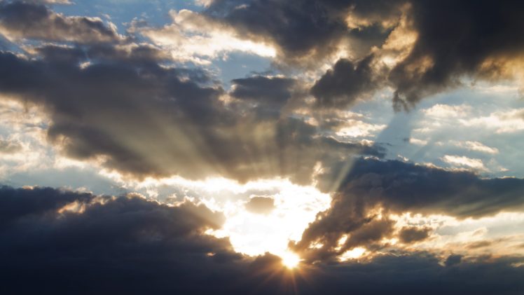 sun, Shining, Through, Clouds, Sky, Sunshine, Natur HD Wallpaper Desktop Background
