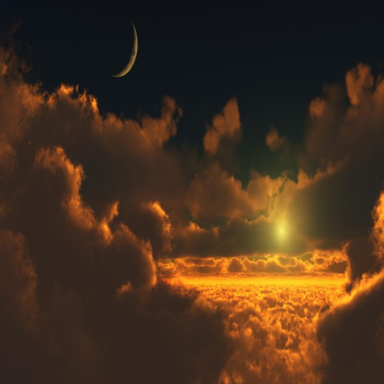 nature, Moon, Thick, Clouds, Skyscape HD Wallpaper Desktop Background