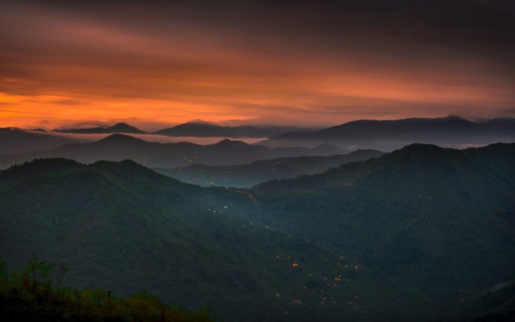 clouds, Forest, Landscape, Lights, Mist, Mountain, Nature, Sunset, Turkey HD Wallpaper Desktop Background