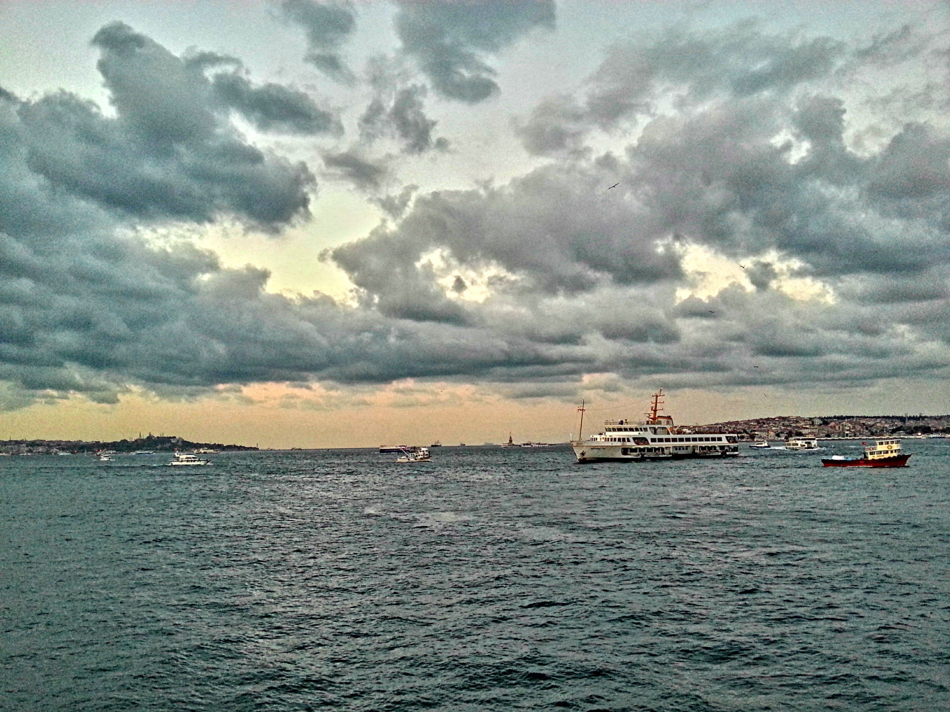 bosphorus, Clouds, Istanbul, Landscape, Sea, Ship, Turkey, Water Wallpaper