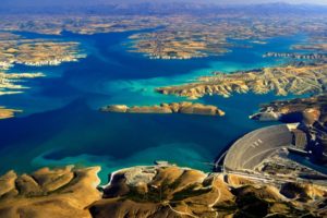 aerial, View, Blue, Dam, Hill, Lake, Landscape, Nature, Panoramas, Turkey, Water, Erial, View, Of, The, Ataturk, Dam, On, The, Euphrates, River, Turkey