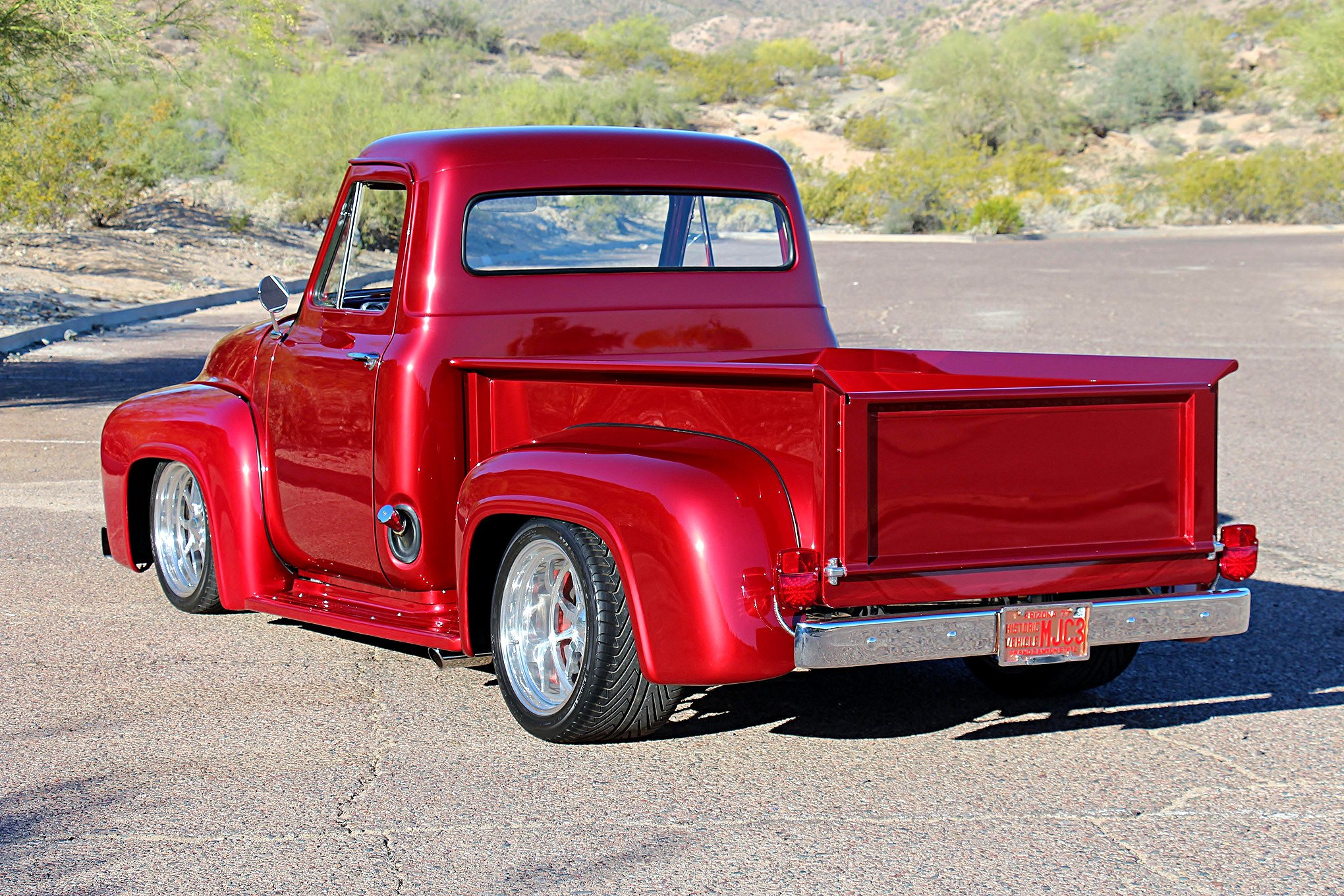 1955, Ford, F 100, Pickup, Truck, Red Wallpaper