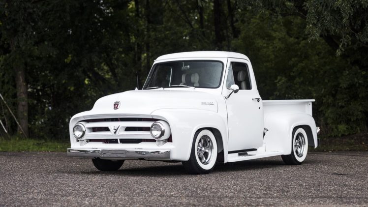 1953, Ford, Hot, Rod, Pickup, Truck, White HD Wallpaper Desktop Background