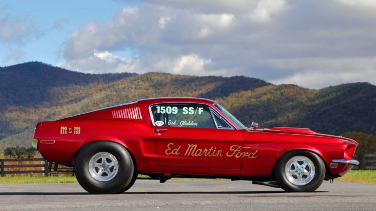1968, Ford, Mustang, Race, Car, Red HD Wallpaper Desktop Background
