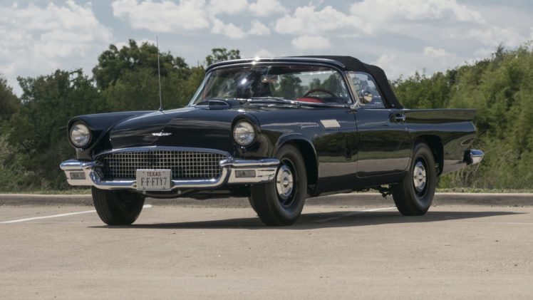 1957, Cars, Classic, Ford, Thunderbird, Black, F bird HD Wallpaper Desktop Background