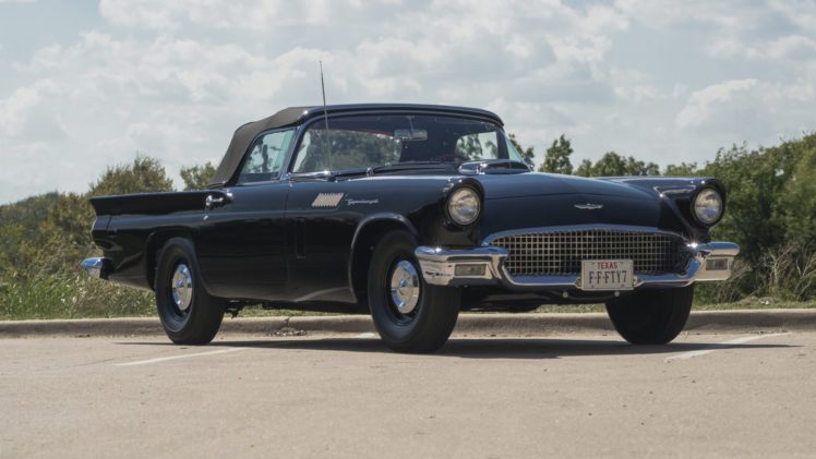 1957, Cars, Classic, Ford, Thunderbird, Black, F bird HD Wallpaper Desktop Background