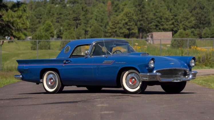 1957, Cars, Classic, Ford, Thunderbird, Blue HD Wallpaper Desktop Background
