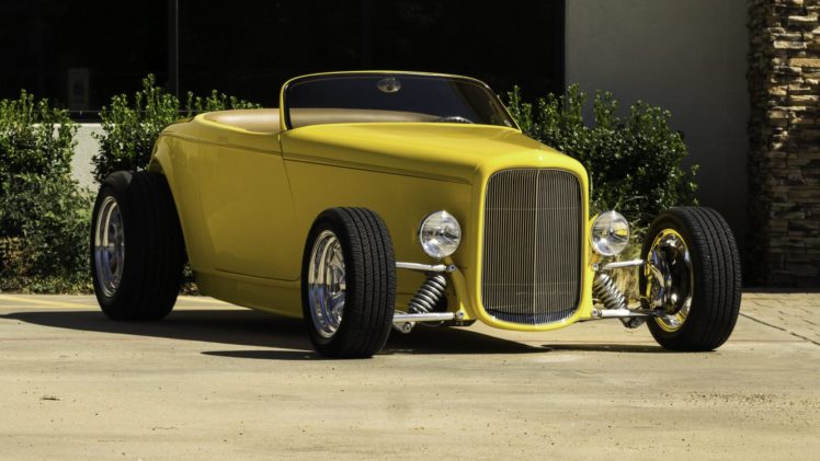 1932, Ford, Roadster, Street, Rod, Cars, Yellow HD Wallpaper Desktop Background