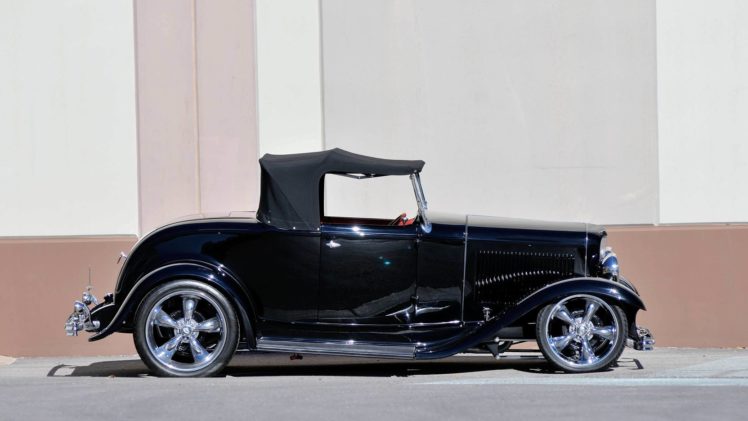 1932, Ford, Roadster, Street, Rod, Cars, Black HD Wallpaper Desktop Background