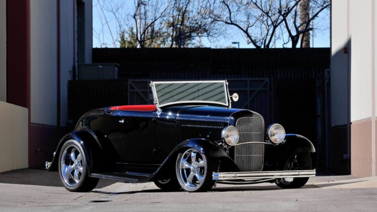 1932, Ford, Roadster, Street, Rod, Cars, Black HD Wallpaper Desktop Background