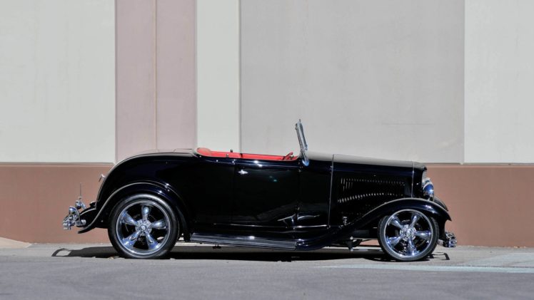 1932, Ford, Roadster, Street, Rod, Cars, Black HD Wallpaper Desktop Background