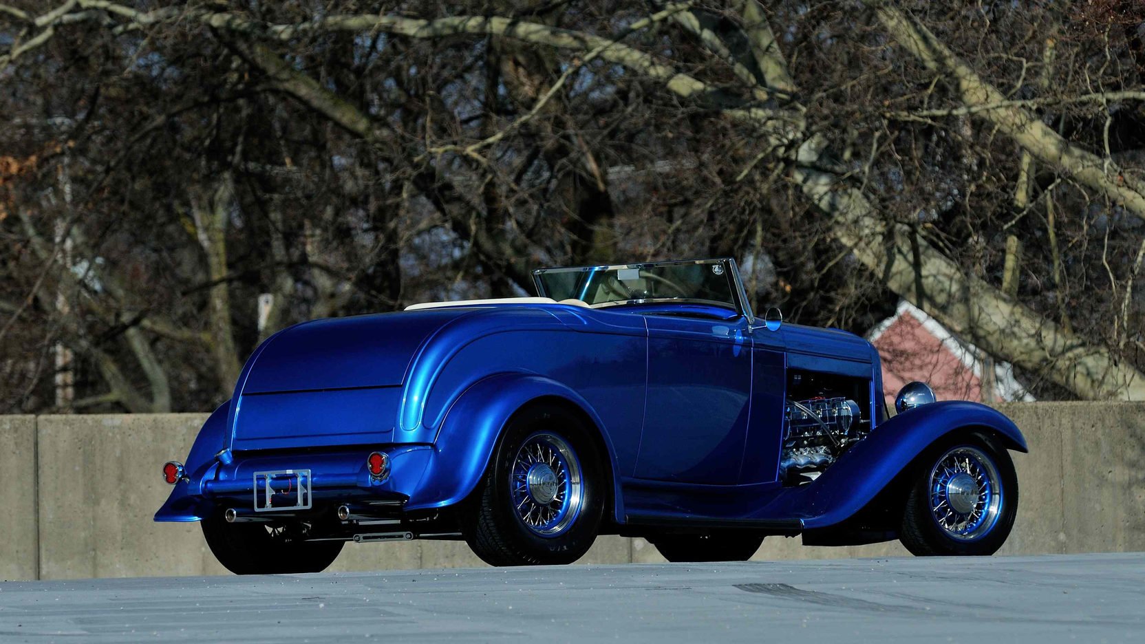 1932, Ford, Roadster, Street, Rod, Blue Wallpaper