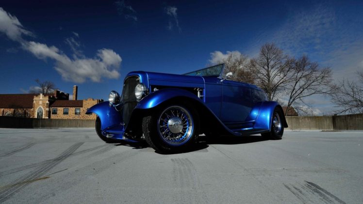 1932, Ford, Roadster, Street, Rod, Blue HD Wallpaper Desktop Background
