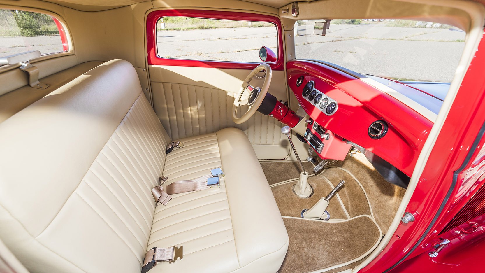 1932, Ford, 3 window, Coupe, Street, Rod, Cars, Red Wallpaper