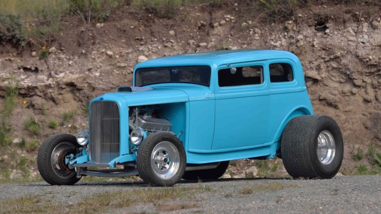 1932, Ford, Vicky, Street, Rod, Cars, Blue HD Wallpaper Desktop Background